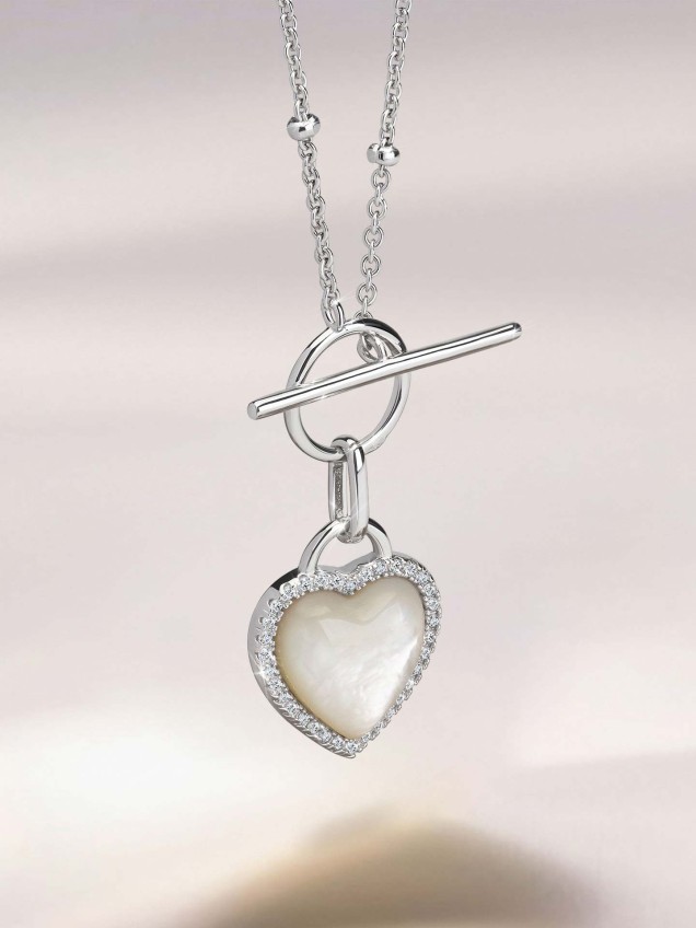 Colar Classy Heart Mother of Pearls Silver