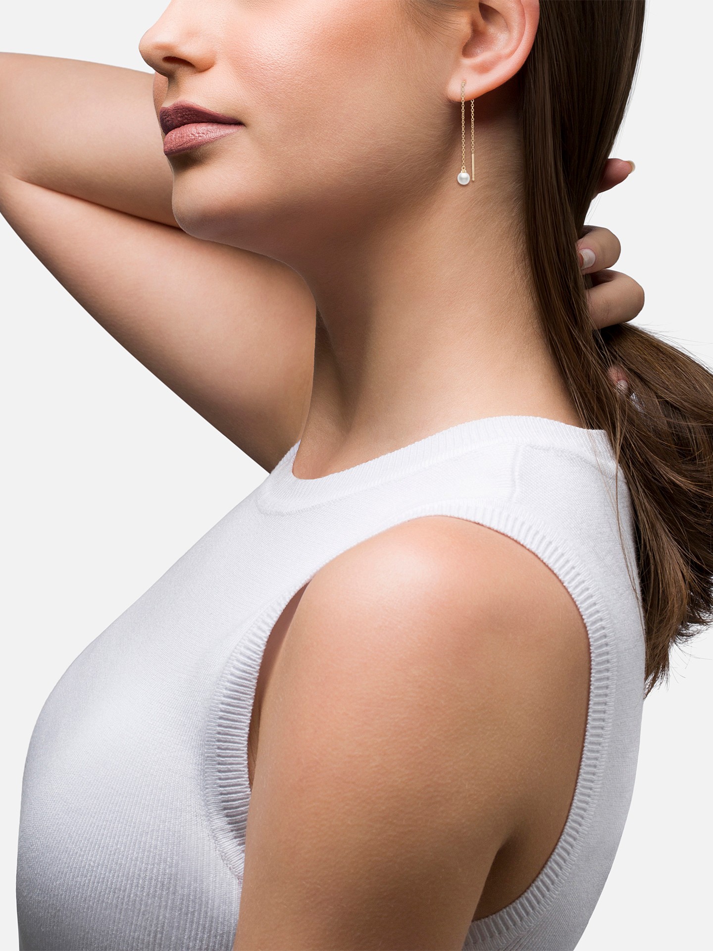 Brincos Pearls Chain