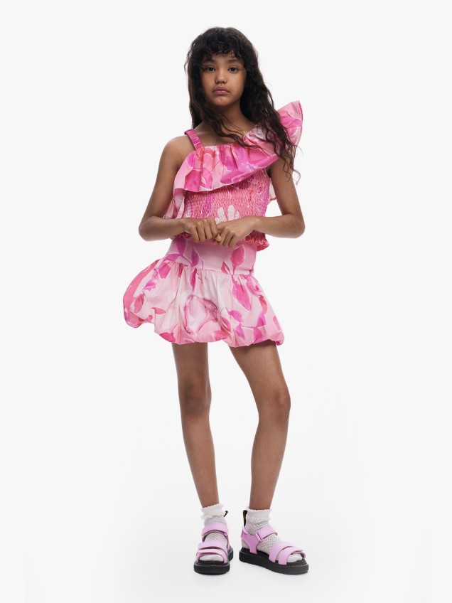 Blusa Crop Assimétrica com Folho