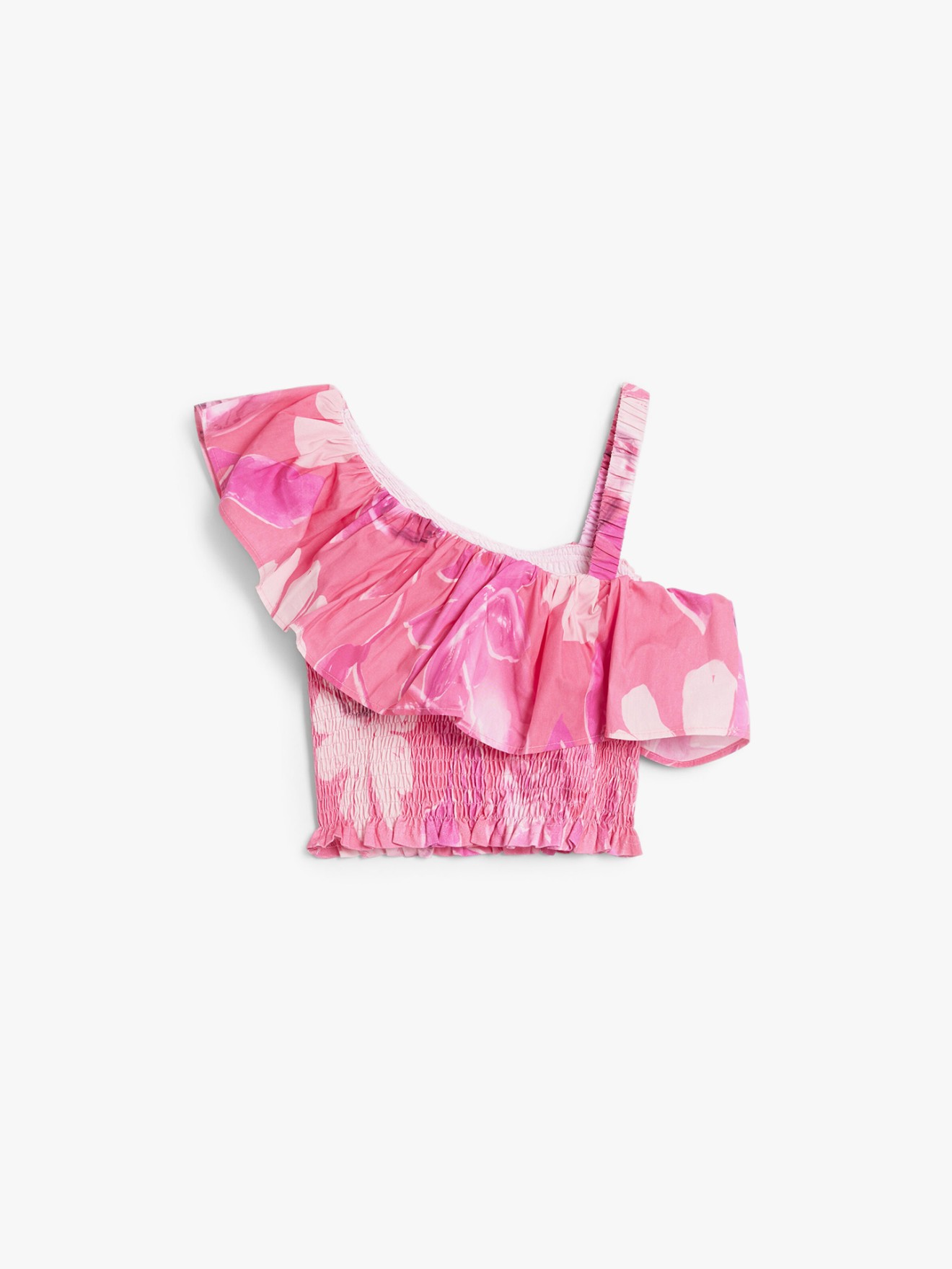 Blusa Crop Assim�trica com Folho