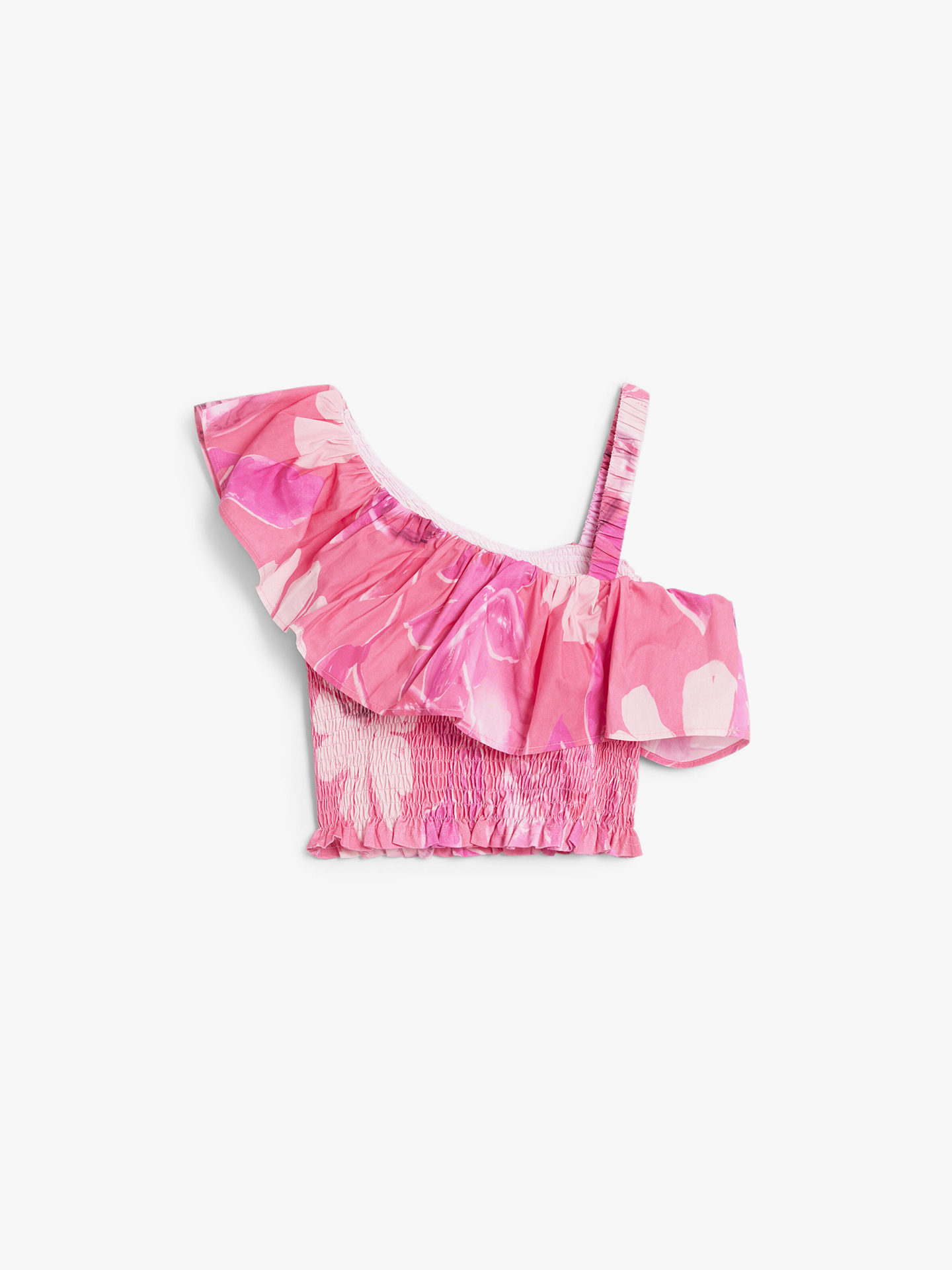 Blusa Crop Assimétrica com Folho