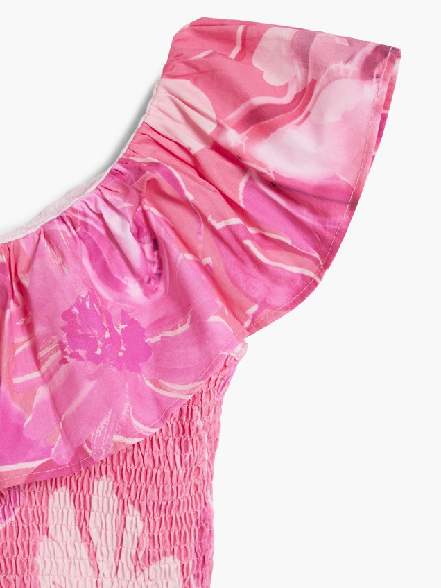 Blusa Crop Assimétrica com Folho
