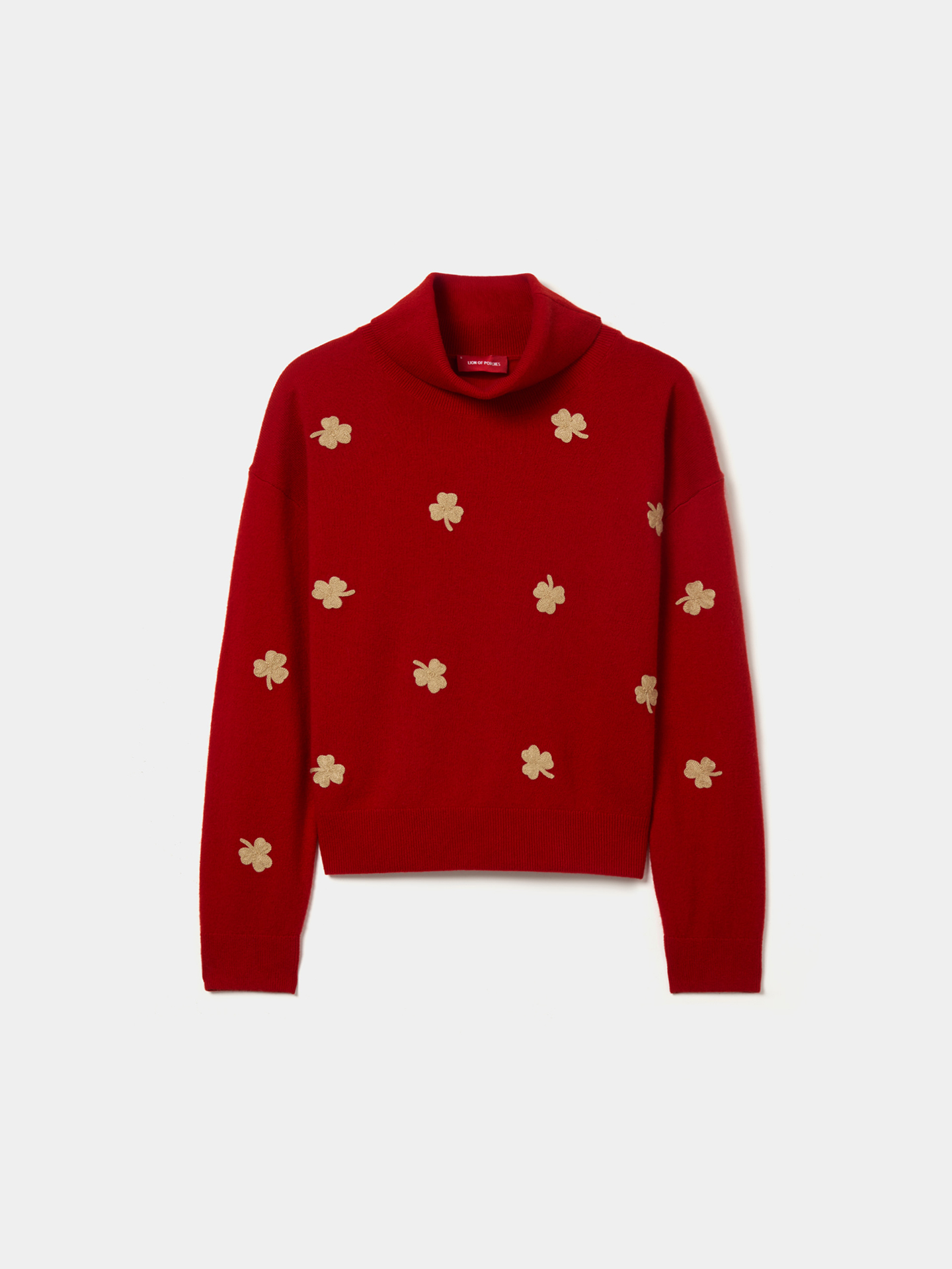 Camisola de Lã com Gola Alta e Bordados