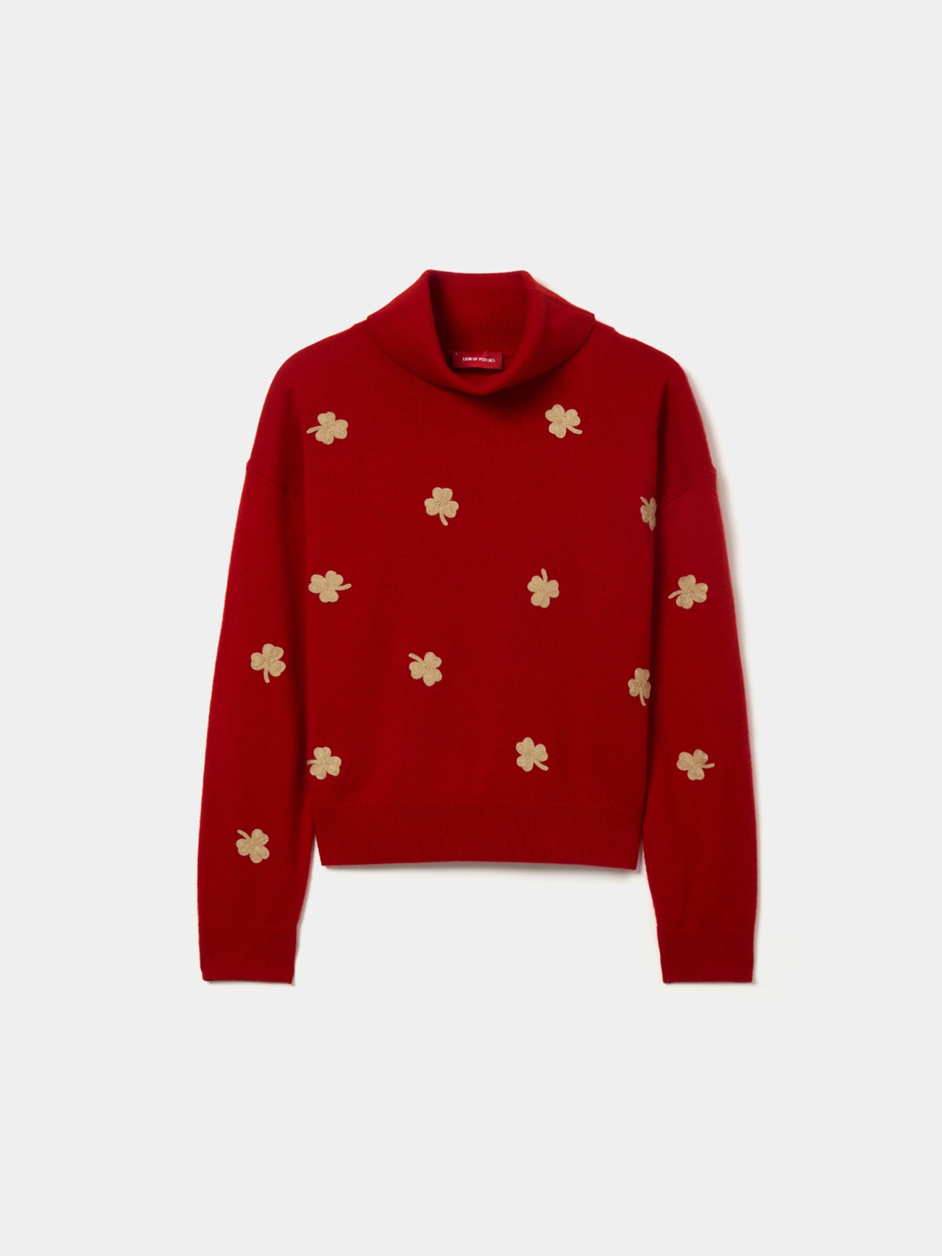 Camisola de L com Gola Alta e Bordados