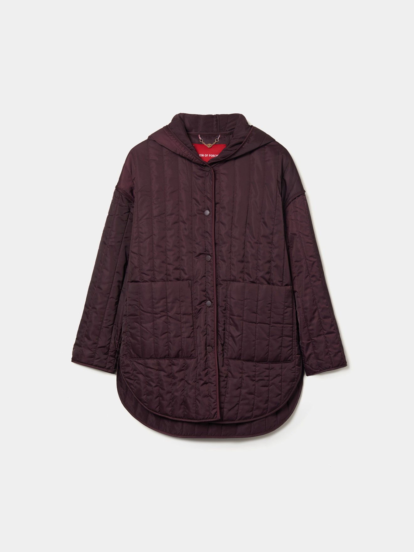 Blusão Acolchoado Assimétrico com Capuz