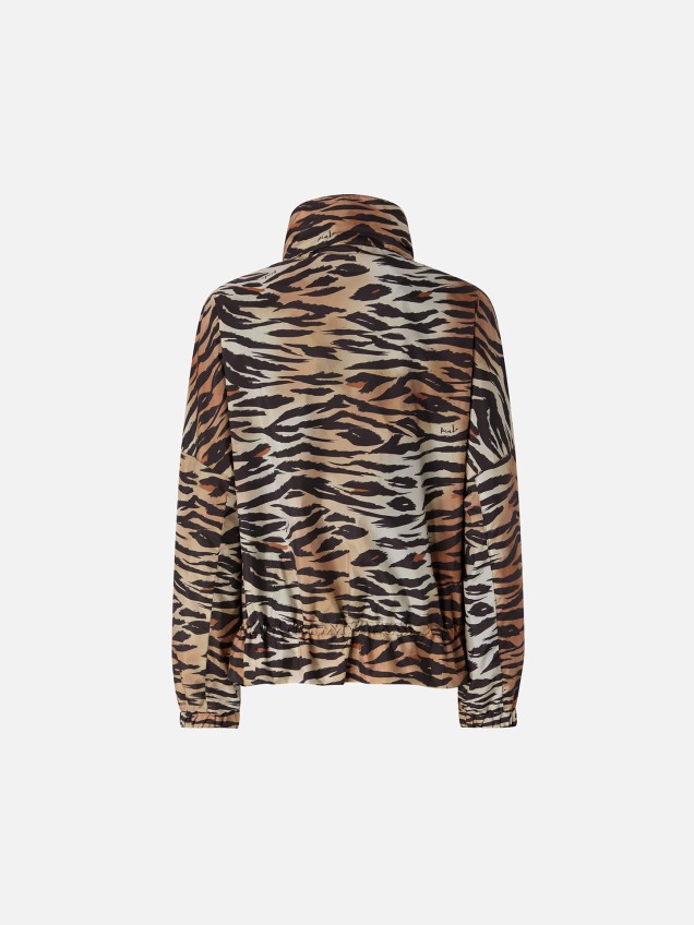 Blusão com Gola Alta com Padrão de Tigre