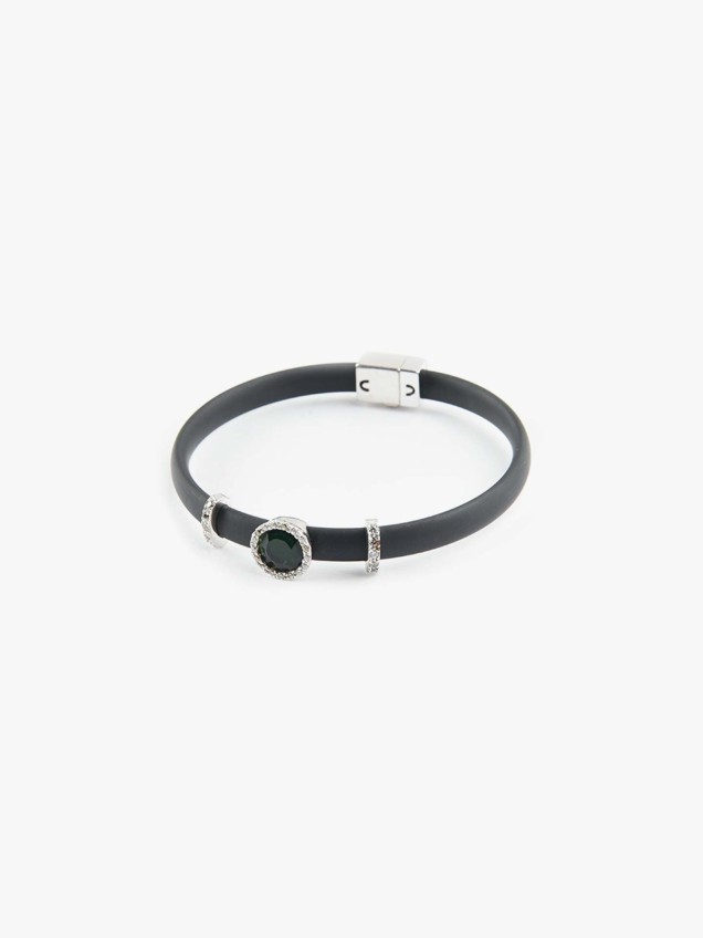 Pulseira de Prata e Silicone