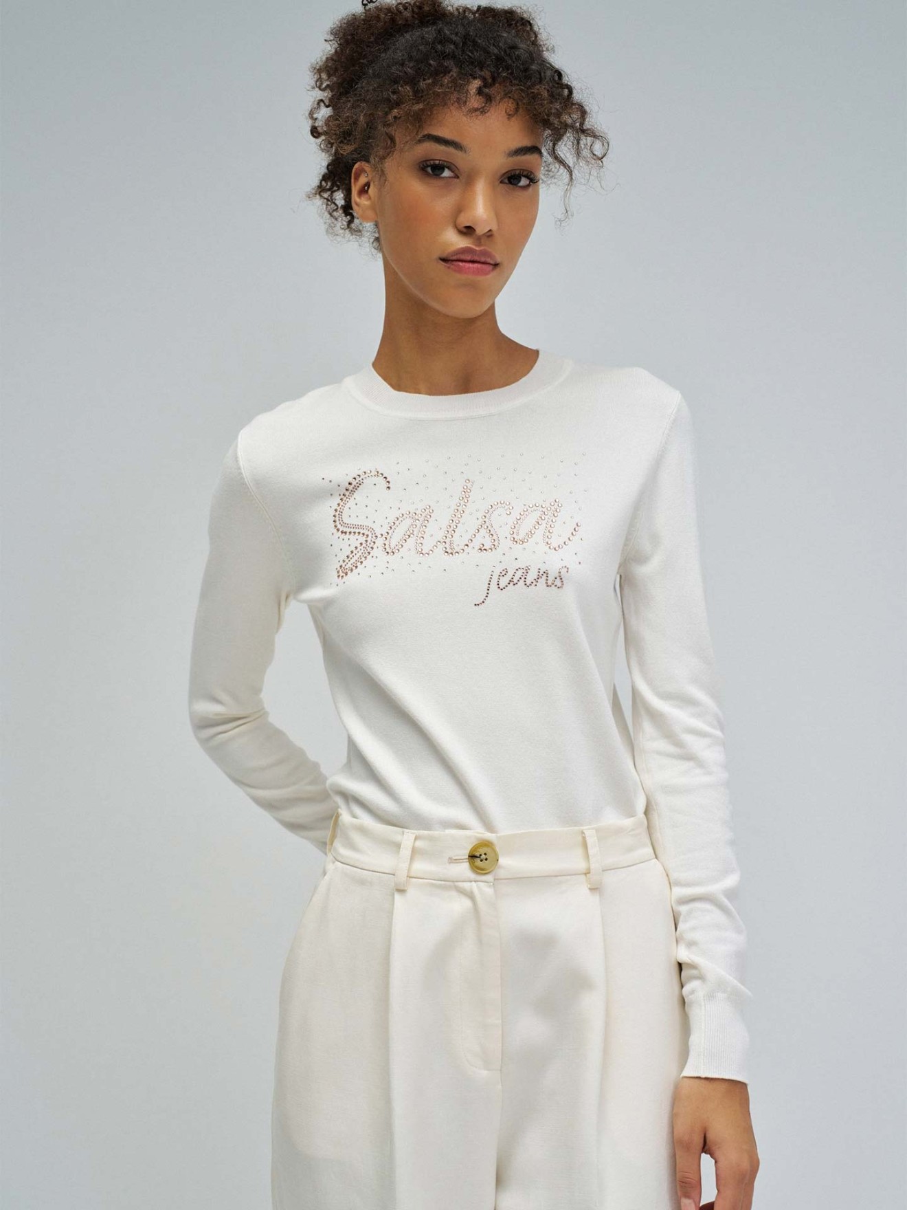 Camisola de Malha Slim Fit com Aplicações