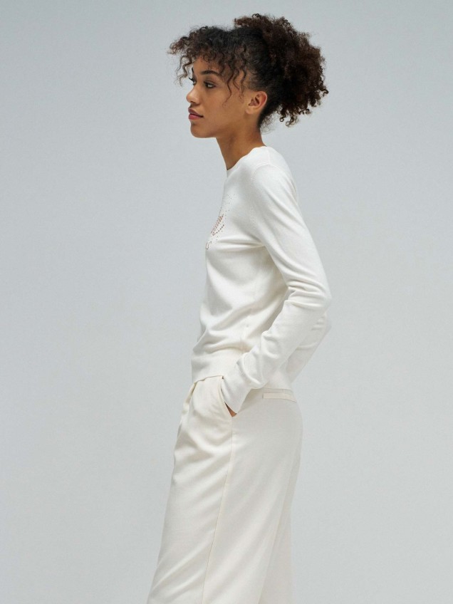 Camisola de Malha Slim Fit com Aplicações