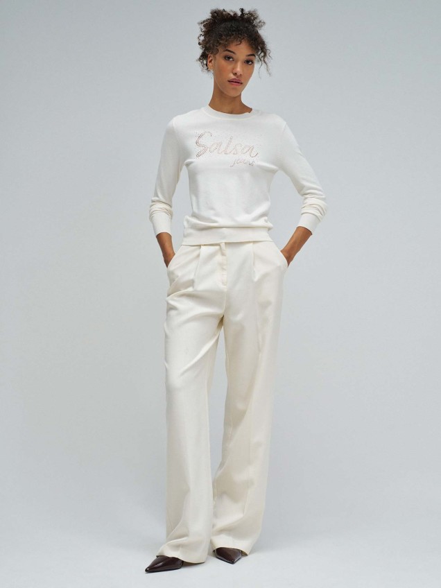 Camisola de Malha Slim Fit com Aplicações