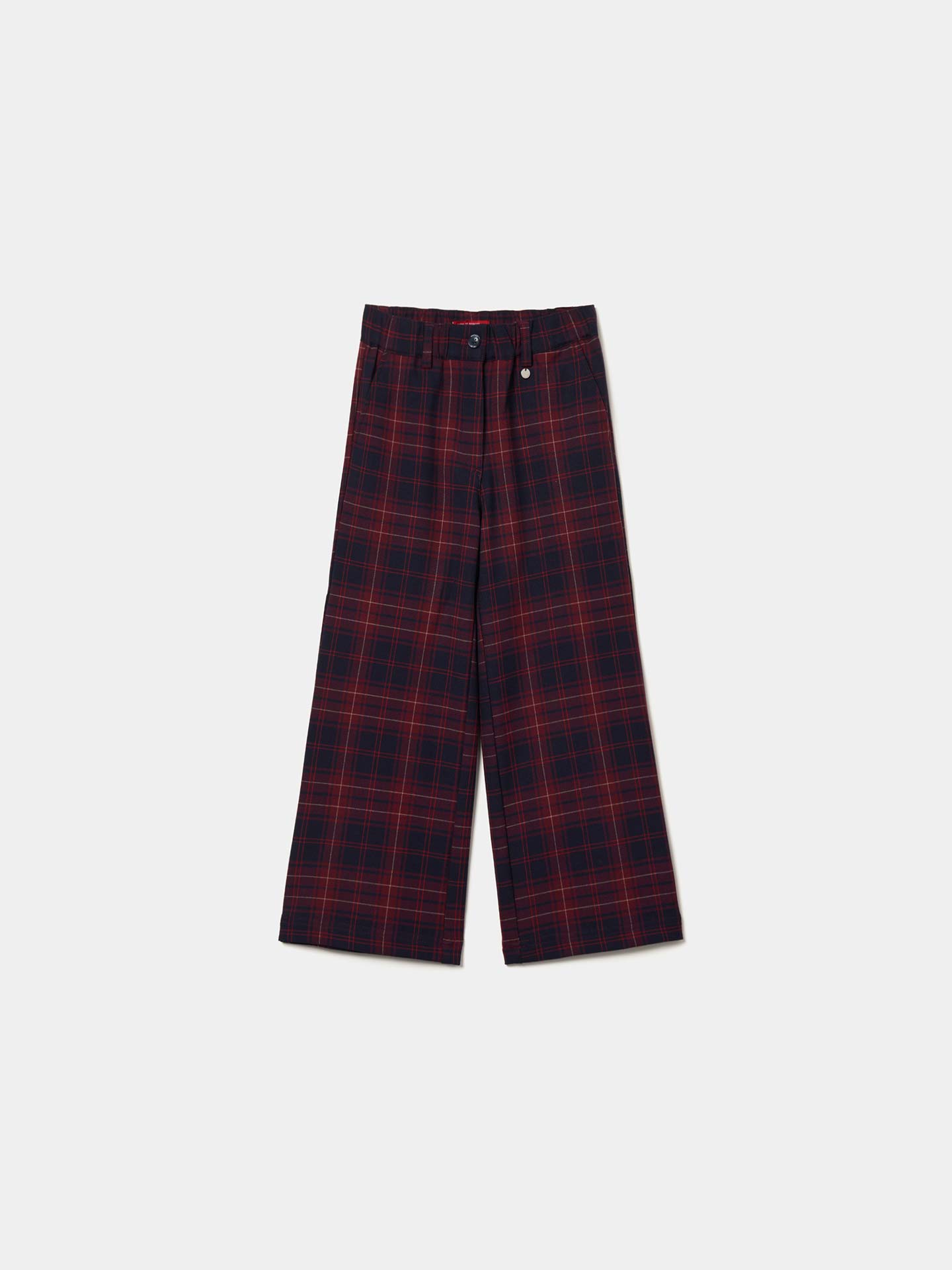 Calças de Perna Larga com Padrão Xadrez