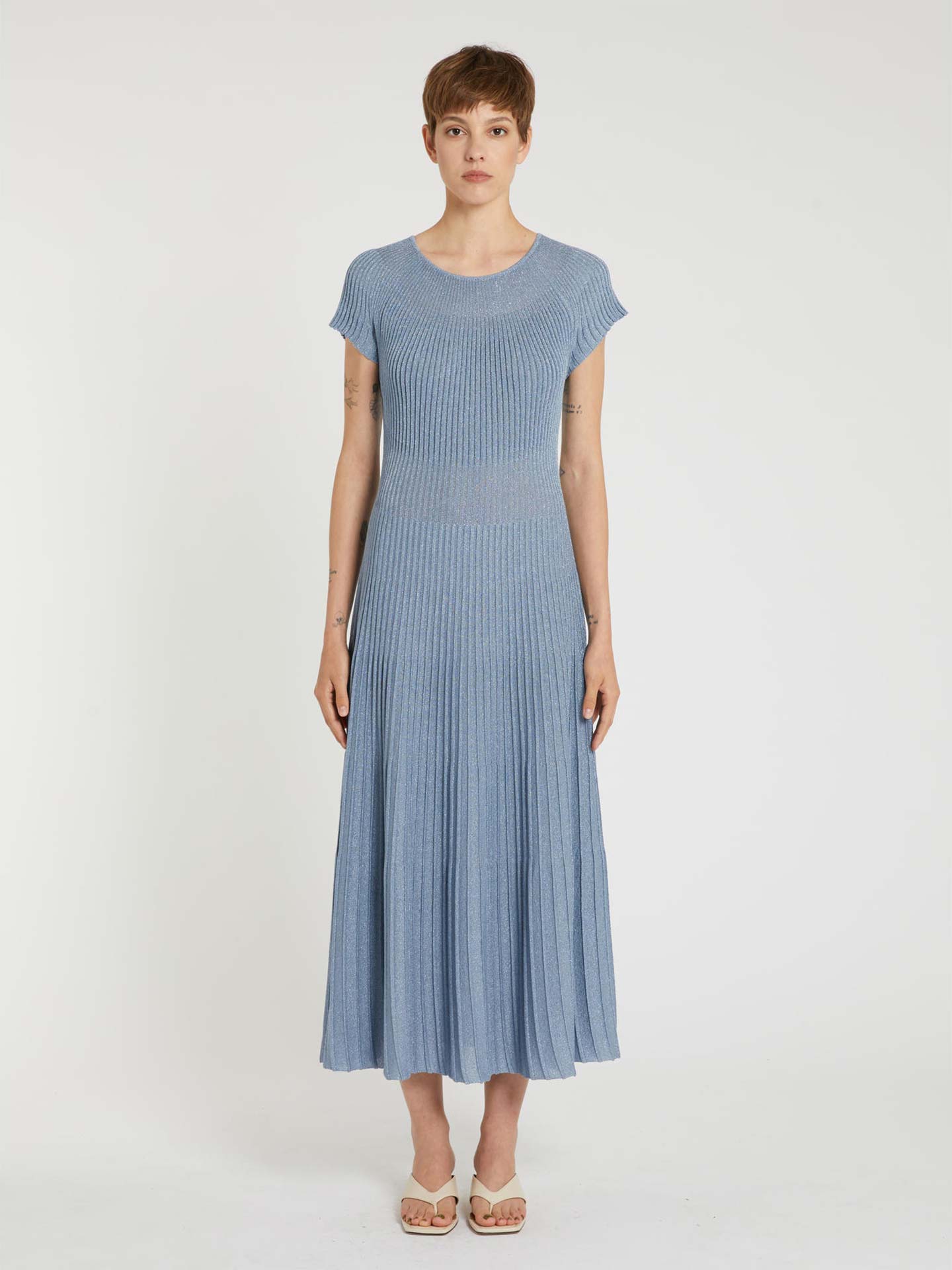 Vestido Evasé de Malha Canelada MLLDRAGHI