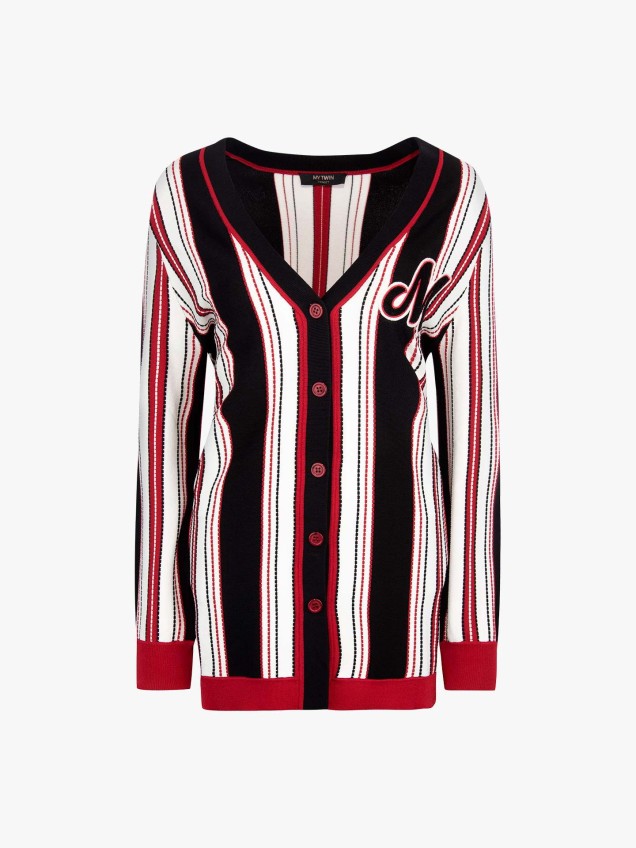 Casaco de malha às riscas