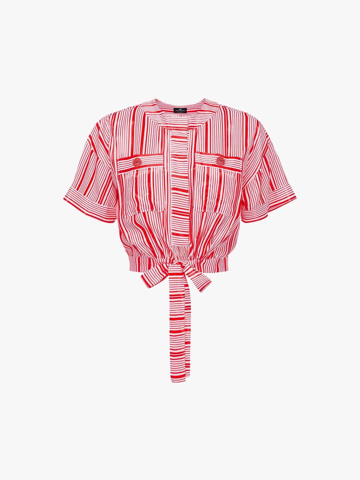 Blusa cropped com la�ada