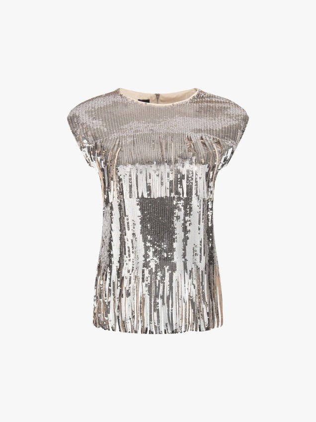 T-shirt em lantejoulas