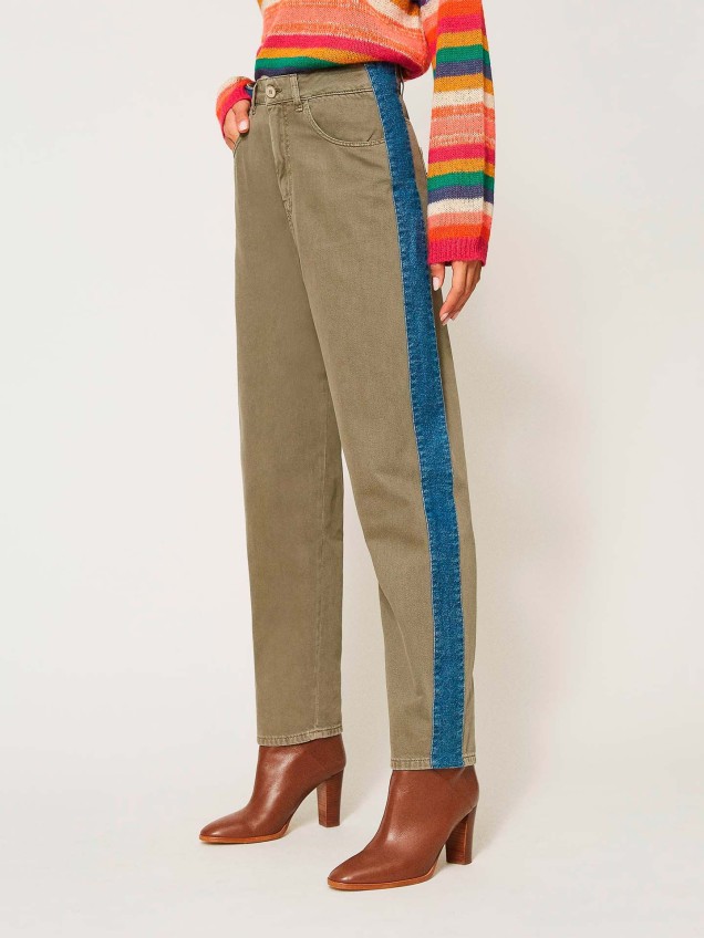 Cal�as de Ganga Straight Fit com Risca