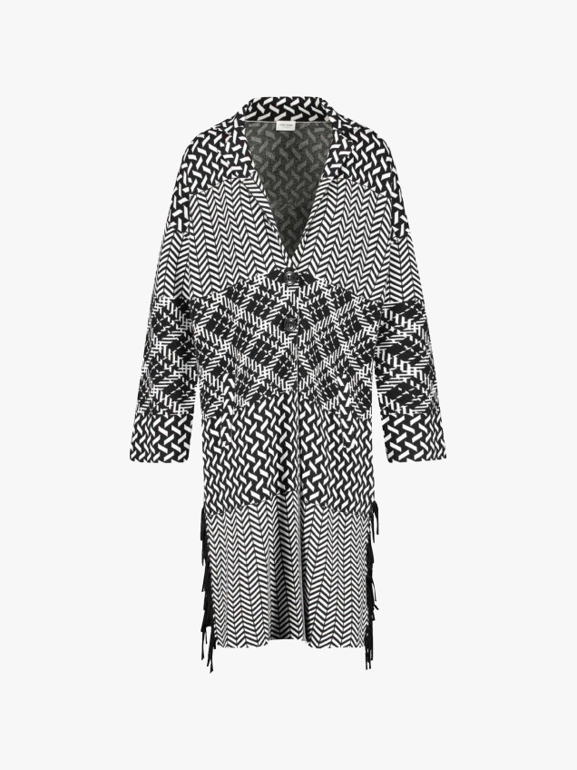 Casacão Estampado com Franjas