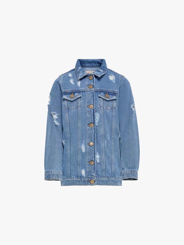 Blus�o Denim com Rasg�es