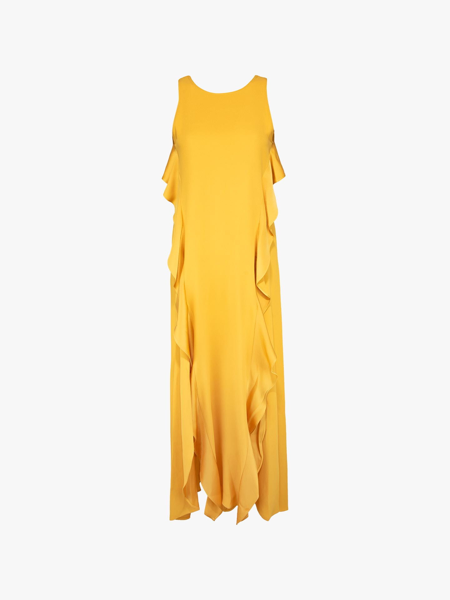 Vestido comprido com folhos