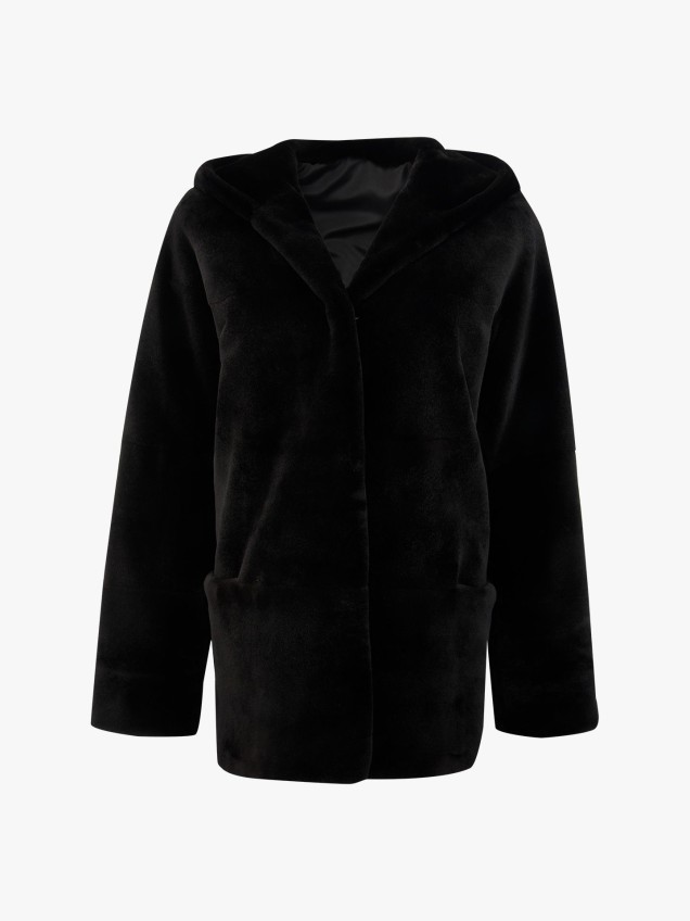 Casaco Lombos de Vison Ras� com Capuz