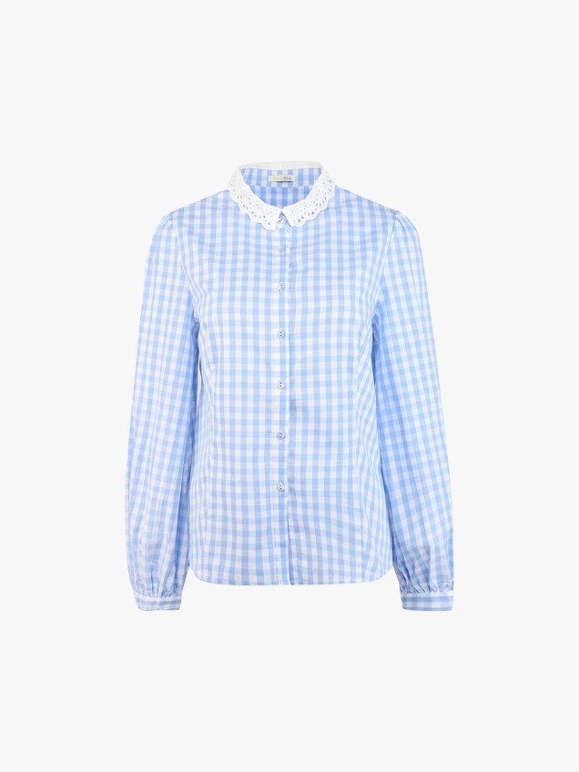Camisa ao Xadrez com Renda
