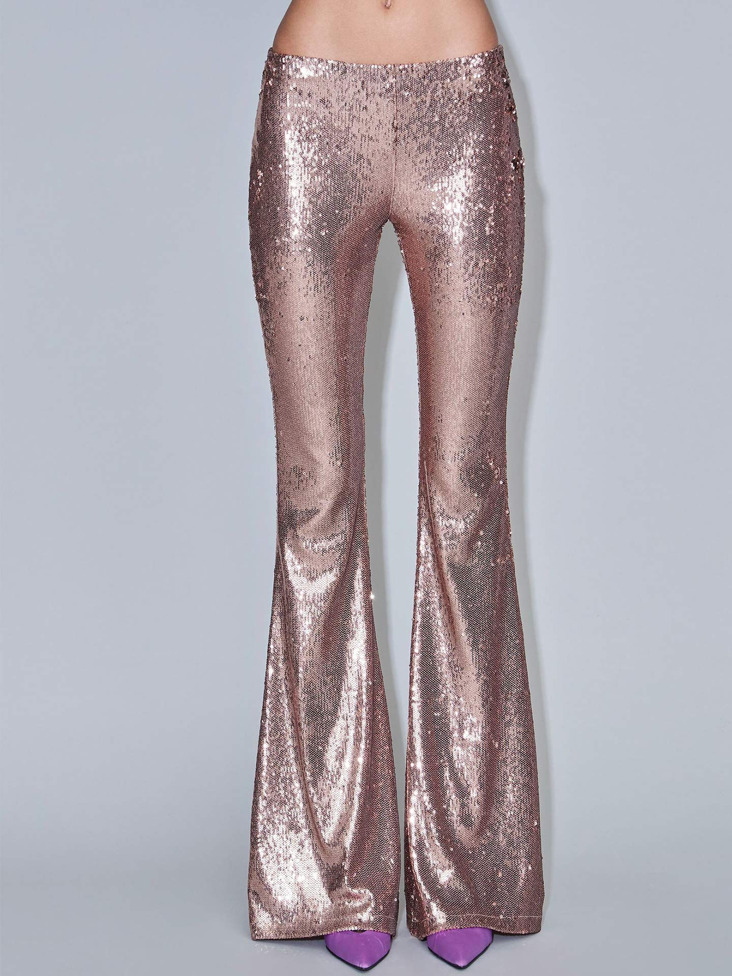 Cal�as Flared Fit em Lantejoulas