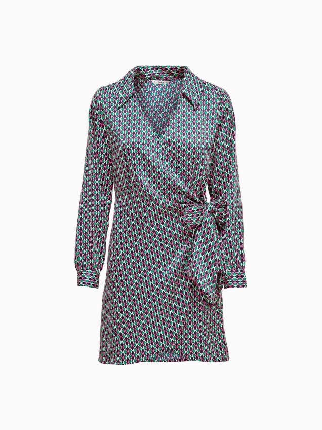 Vestido Acetinado com Padrão