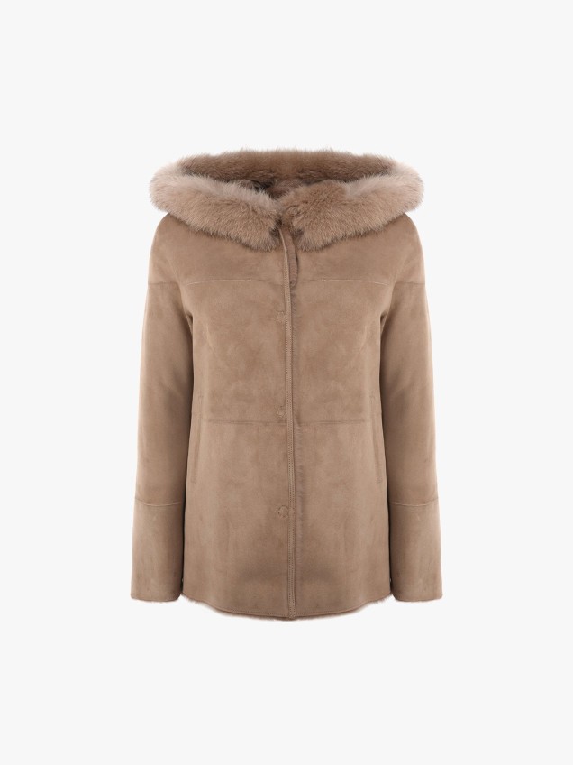 Double Face em Pele com Capuz