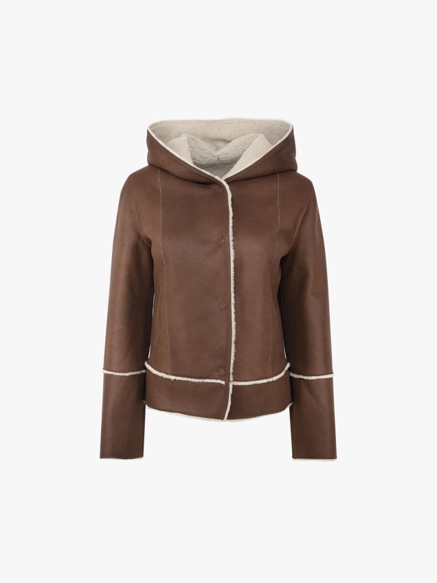 Double Face em Pele com Capuz