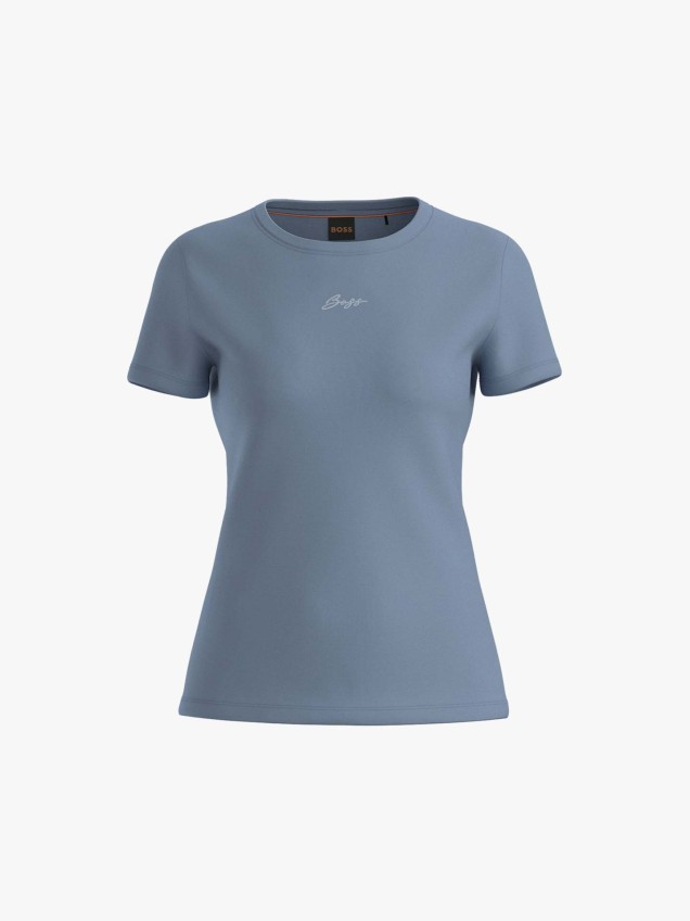 T-shirt Slim Fit com Logtipo Bordado