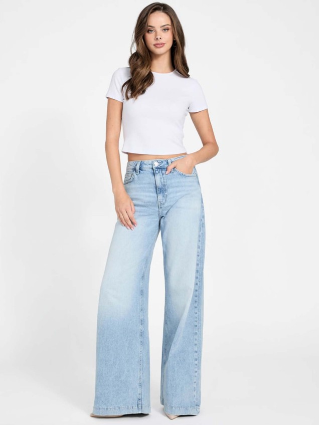 Calças de Ganga de Perna Larga e Cintura Subida Bellagio