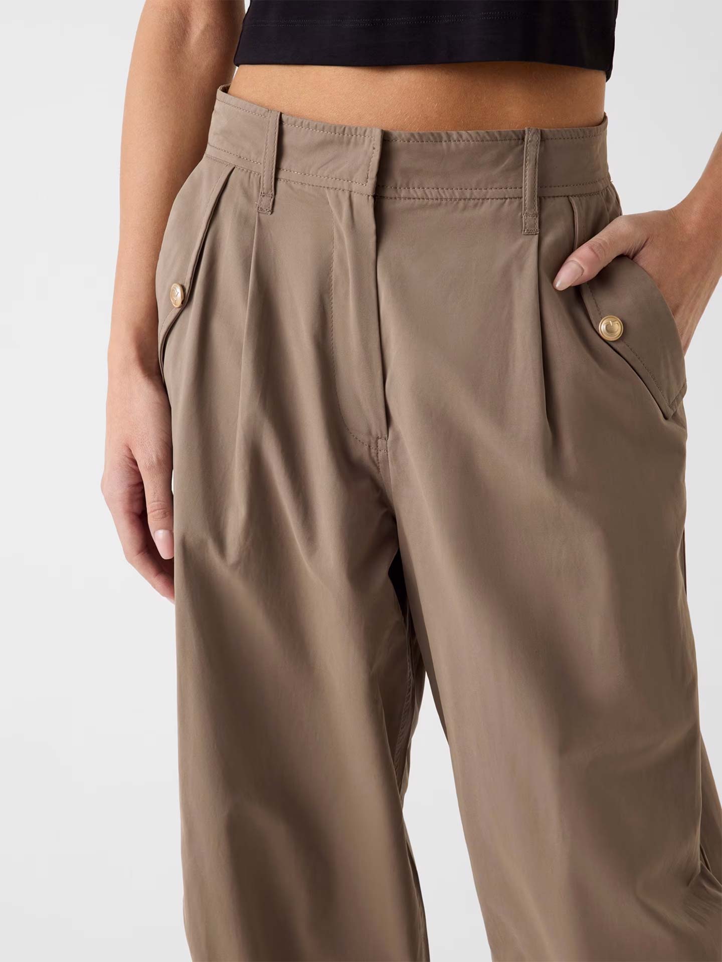 Calças Baggy de Cintura Subida Denise