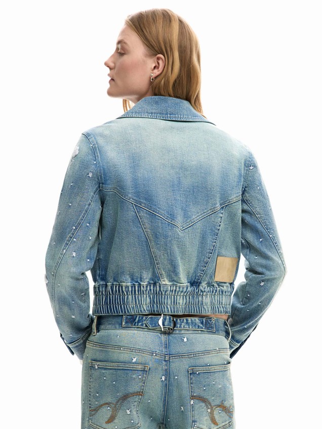 Casaco de Ganga Trucker Bordado