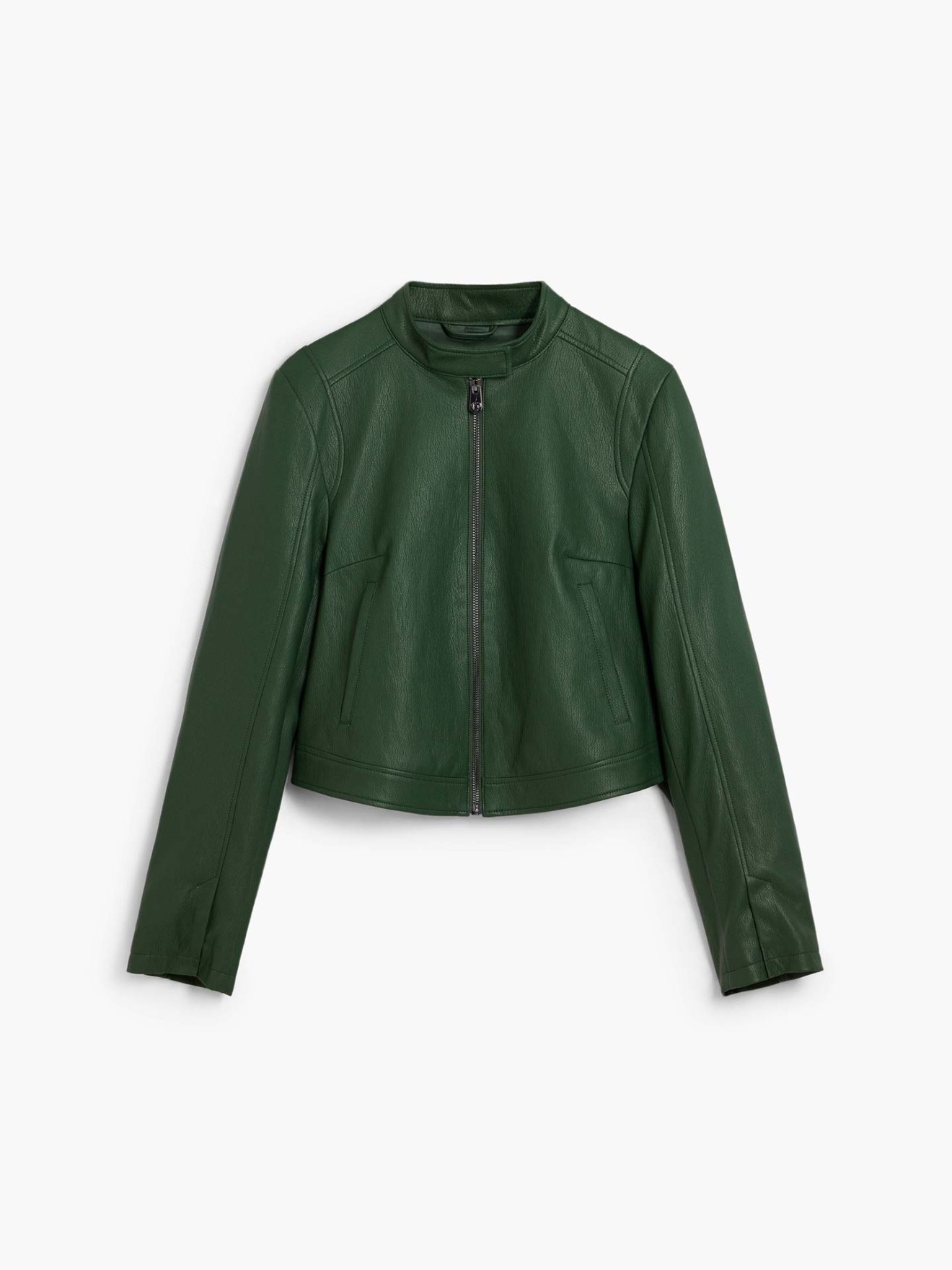 Casaco Efeito Pele com Gola Mandarim