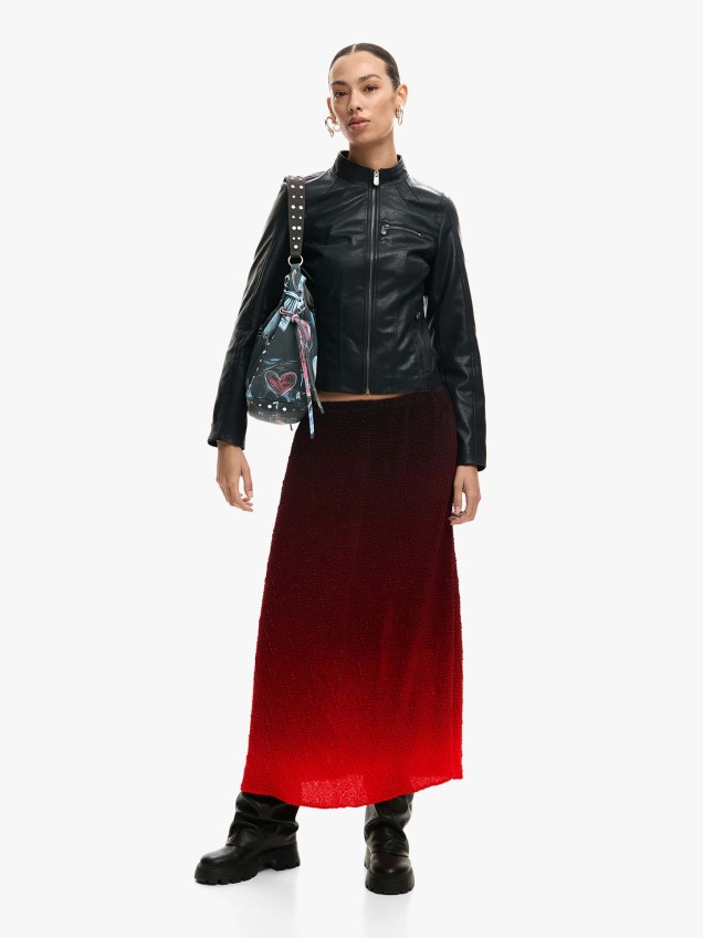 Casaco Biker Efeito Pele