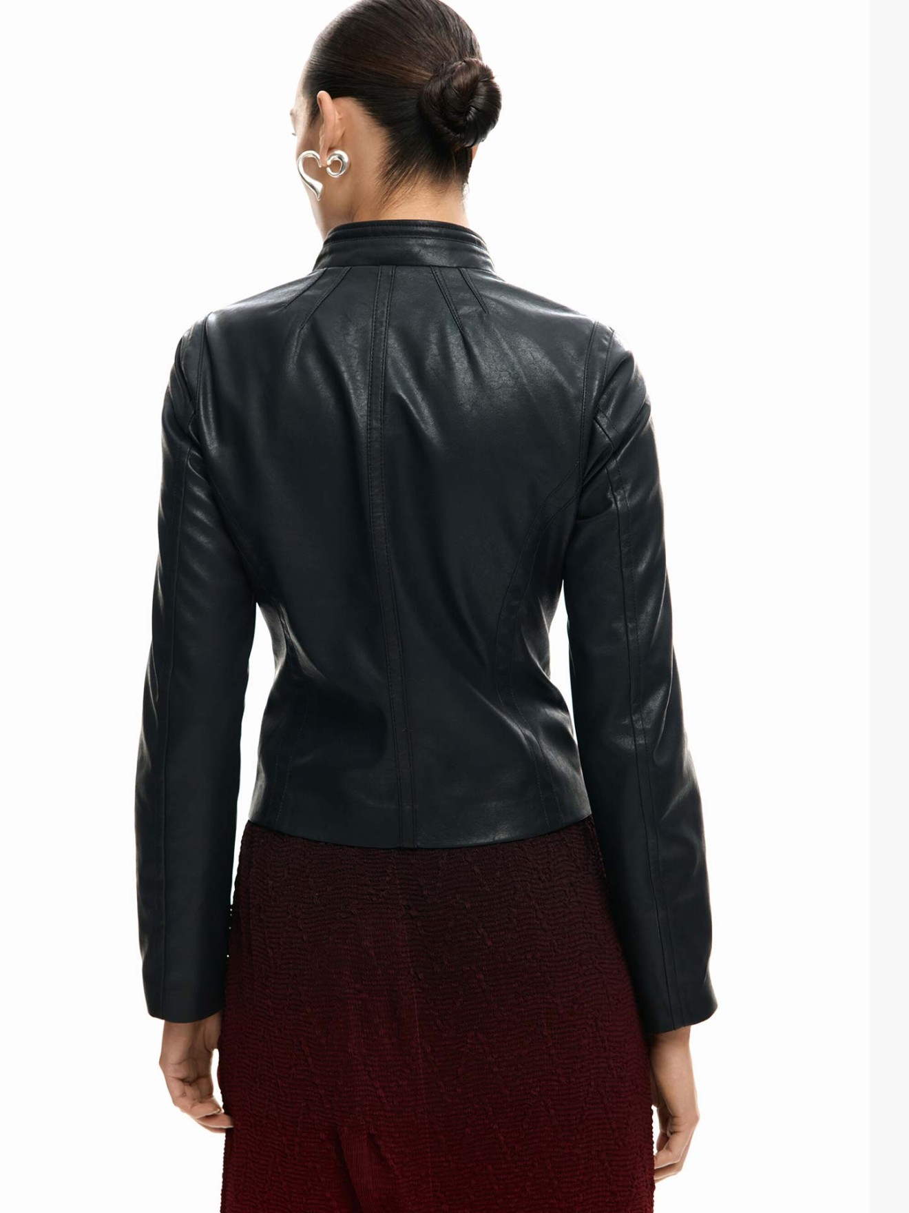 Casaco Biker Efeito Pele