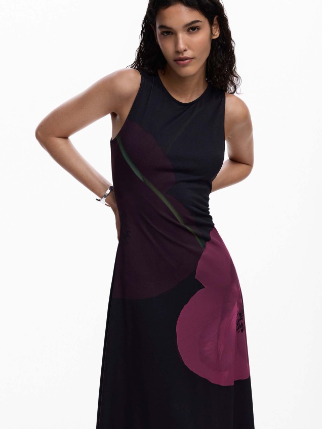 Vestido Assimétrico com Estampado Floral