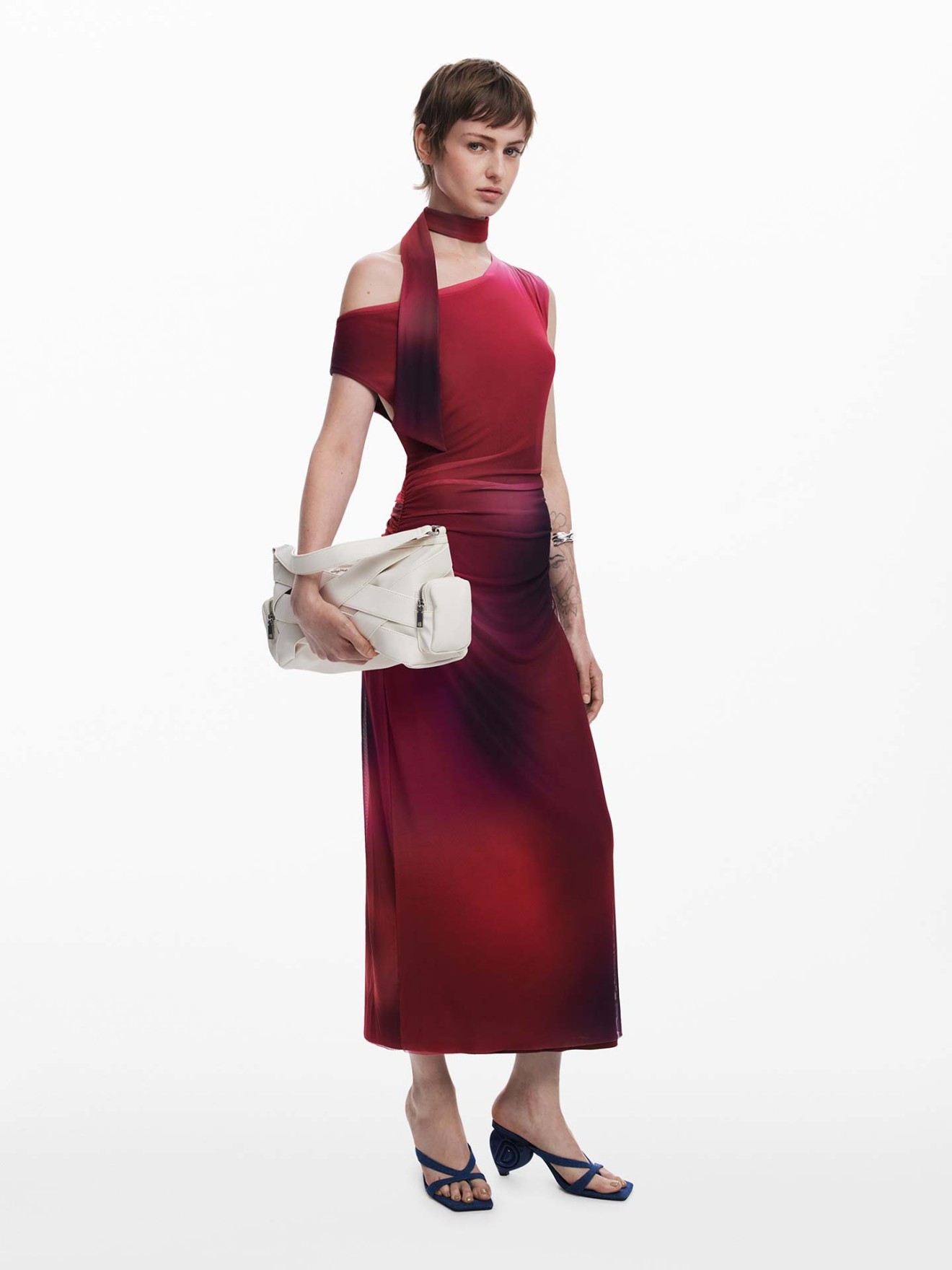 Vestido Midi Assim�trico Drapeado