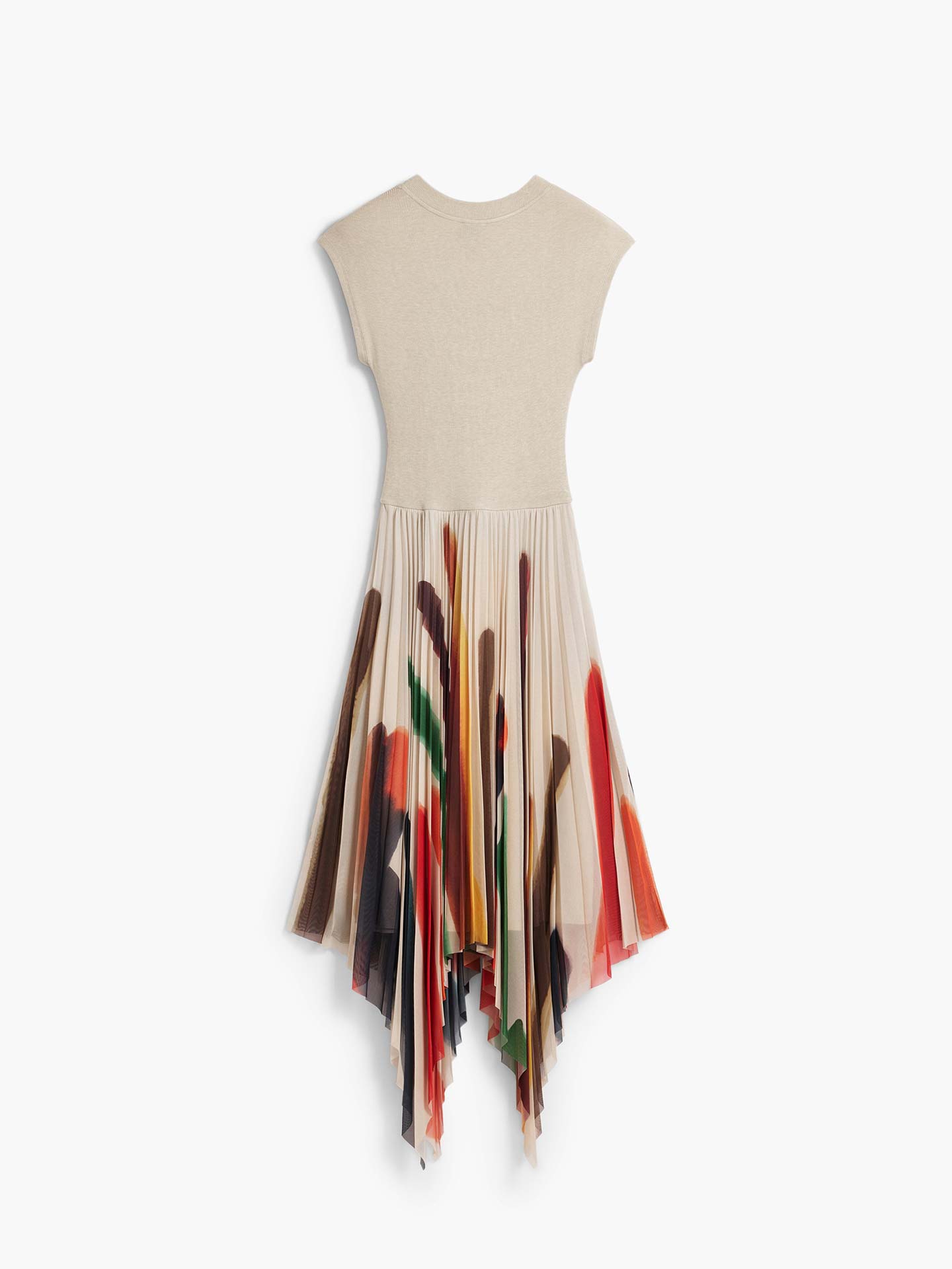 Vestido Midi com Saia Plissada Assimétrica