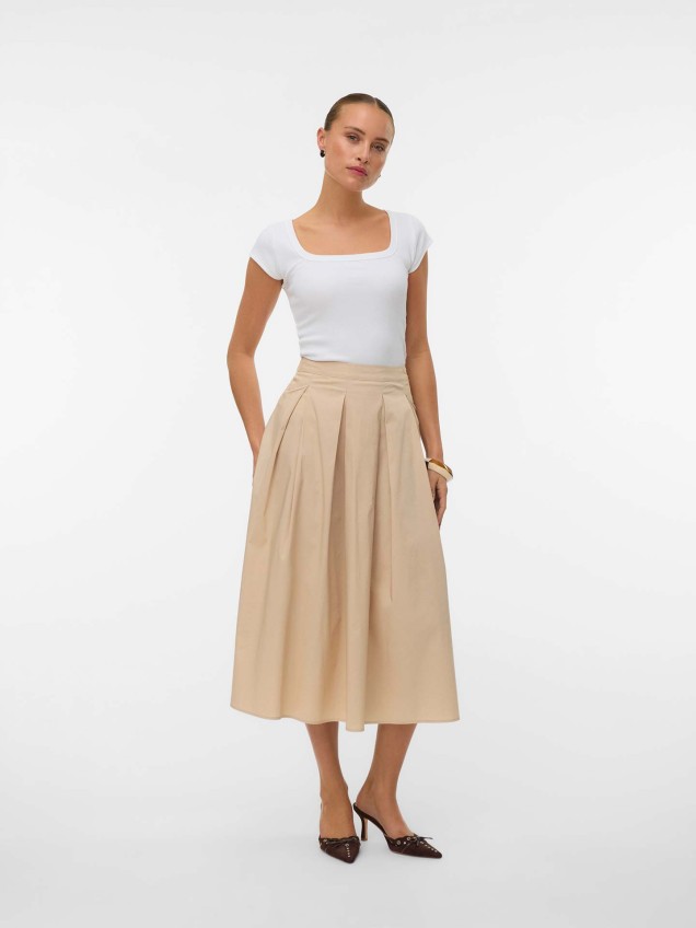 Saia Midi com Pregas Friba