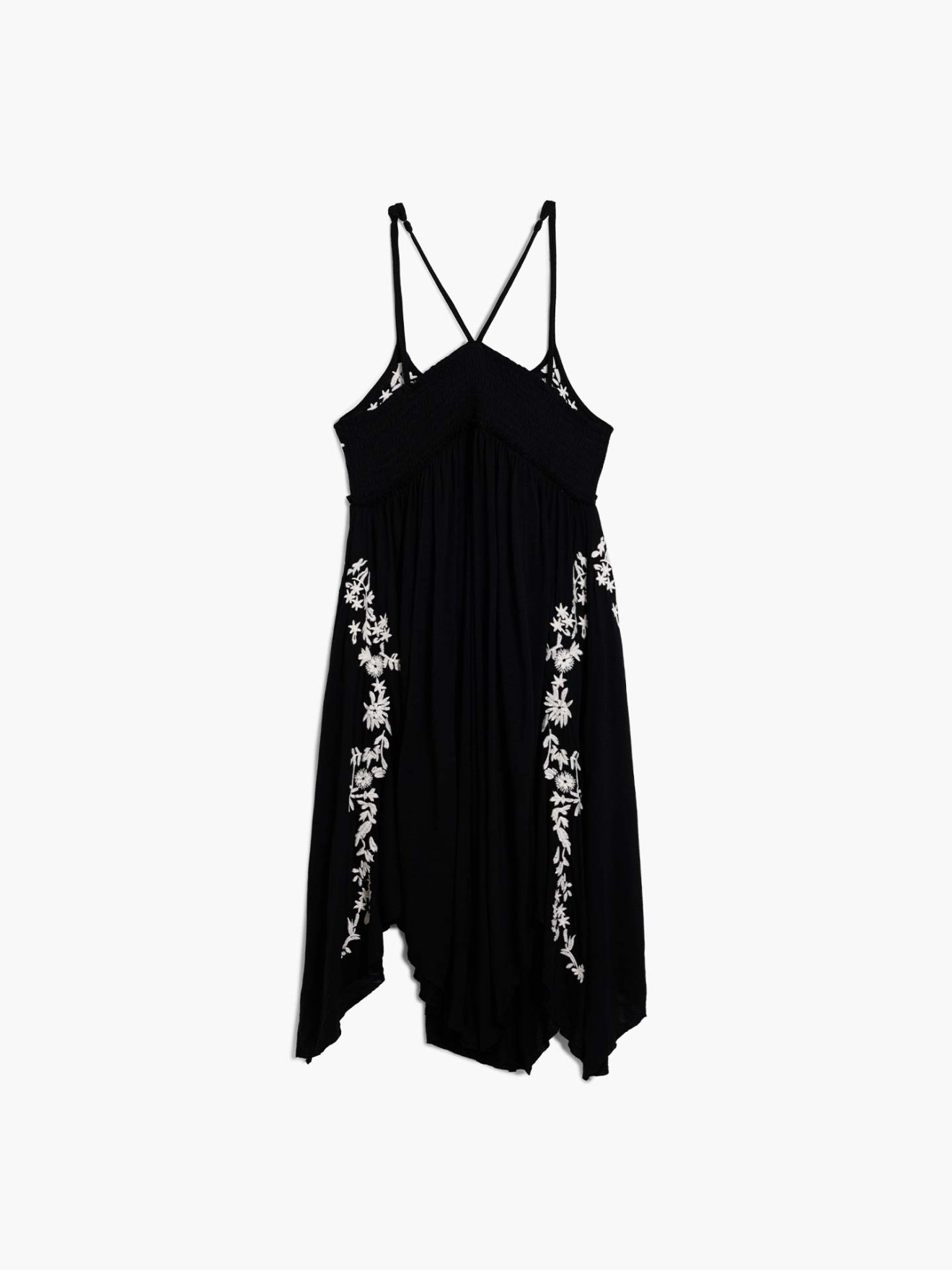 Vestido Assim�trico com Bordado Floral