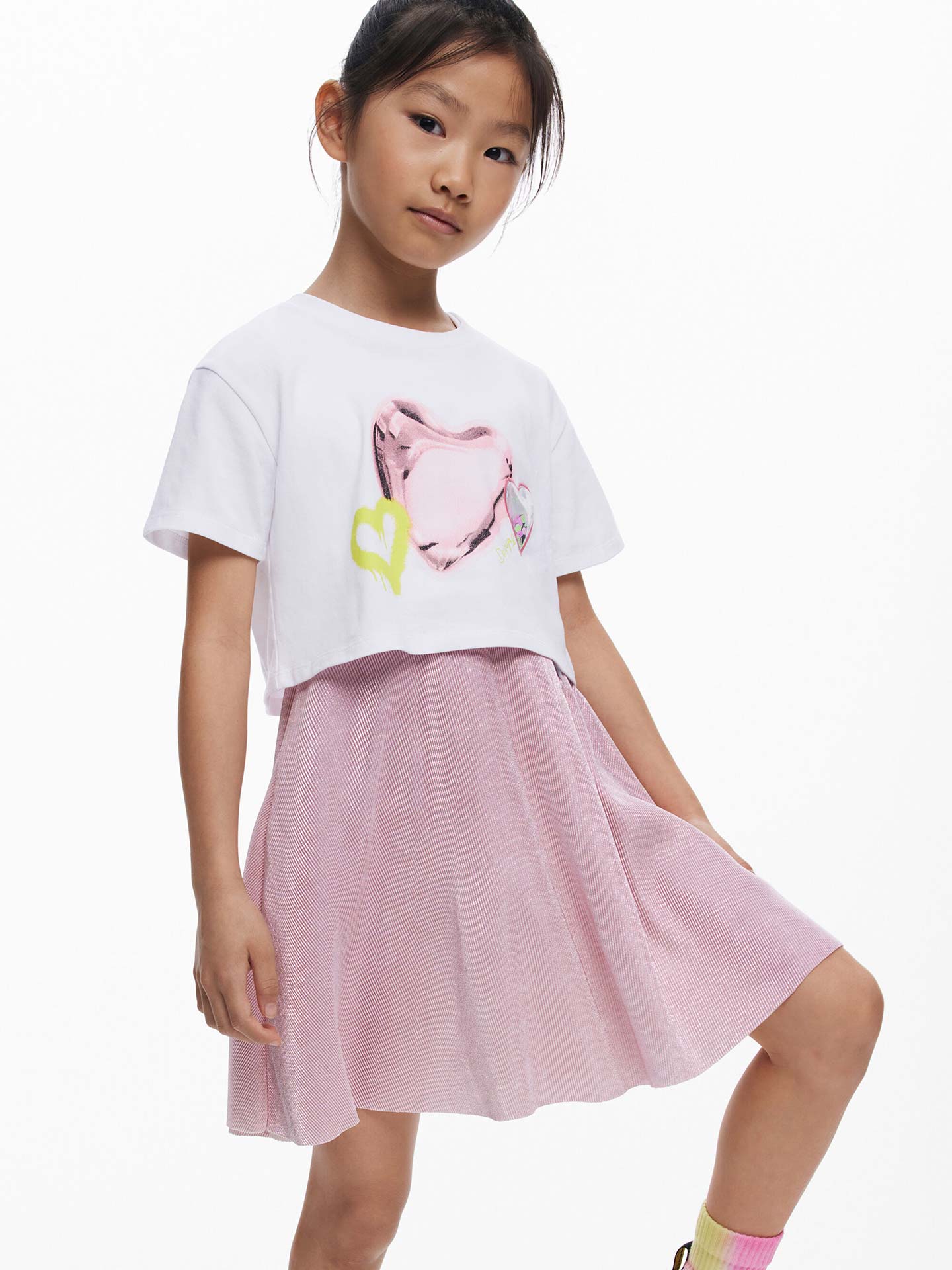 Vestido Combinado com Lantejoulas