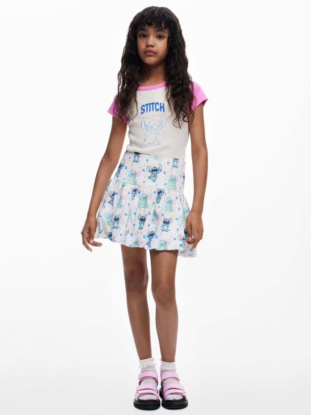 Saia Curta com Estampado Stitch