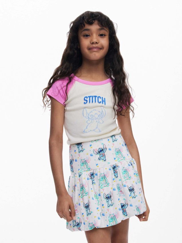 Saia Curta com Estampado Stitch