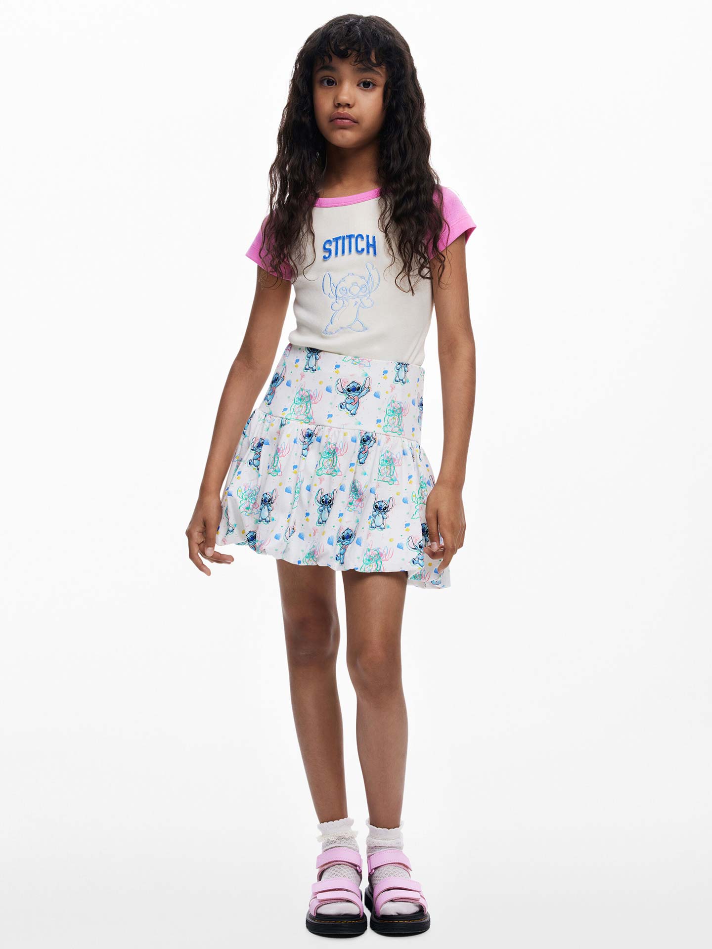 Saia Curta com Estampado Stitch
