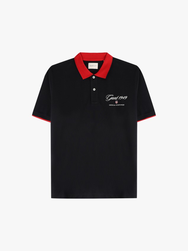 Polo de Manga Curta com Logo Bordado