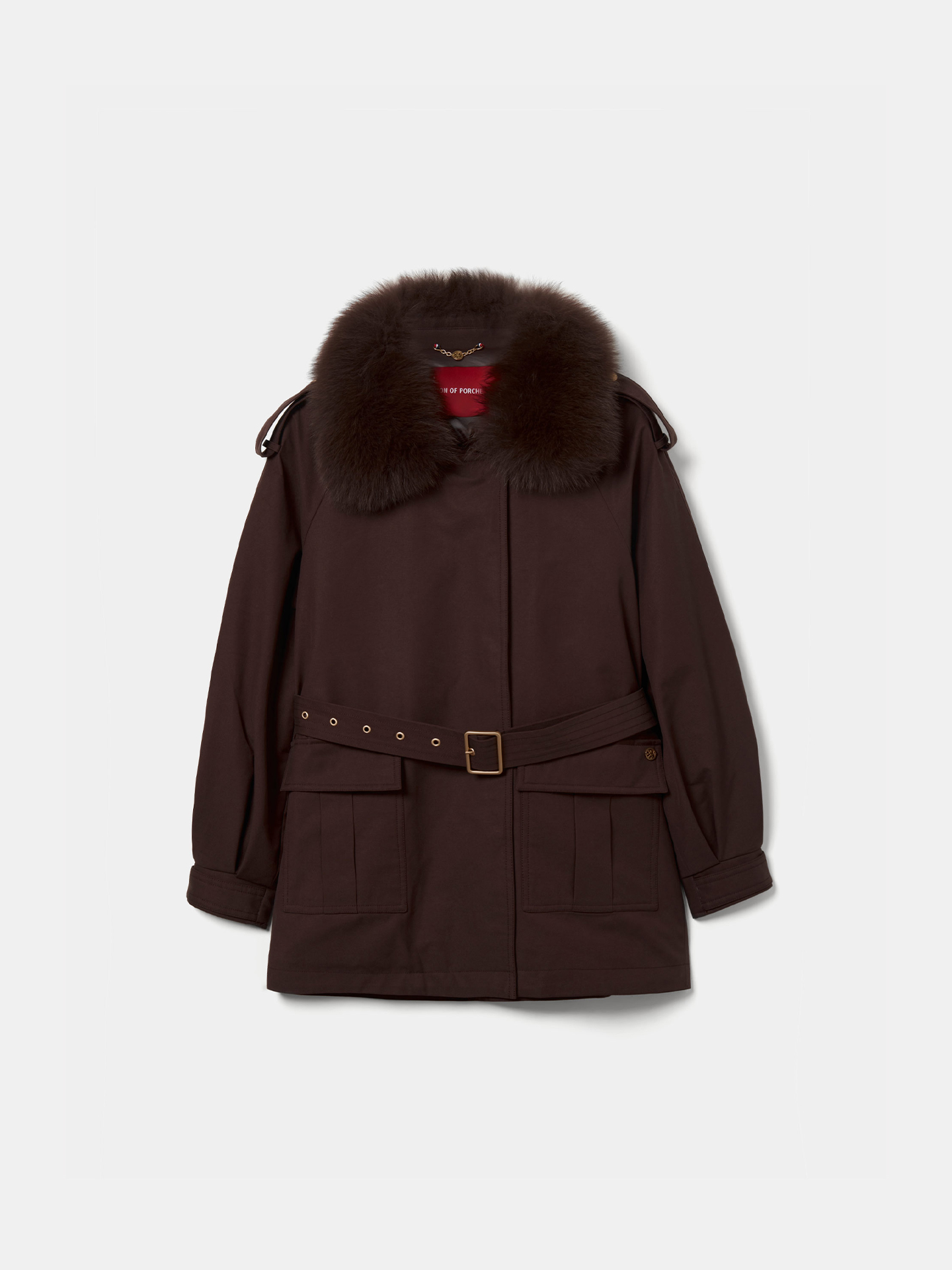 Blusão Acolchoado com Gola de Pelo e Cinto