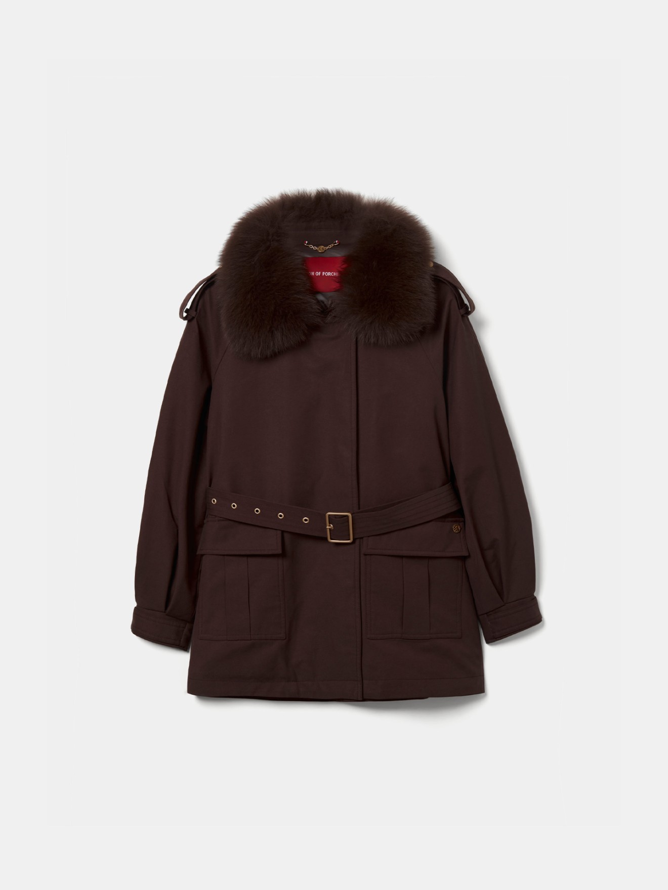 Blus�o Acolchoado com Gola de Pelo e Cinto