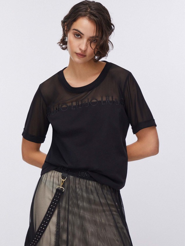 T-shirt com Inser��es em Rede