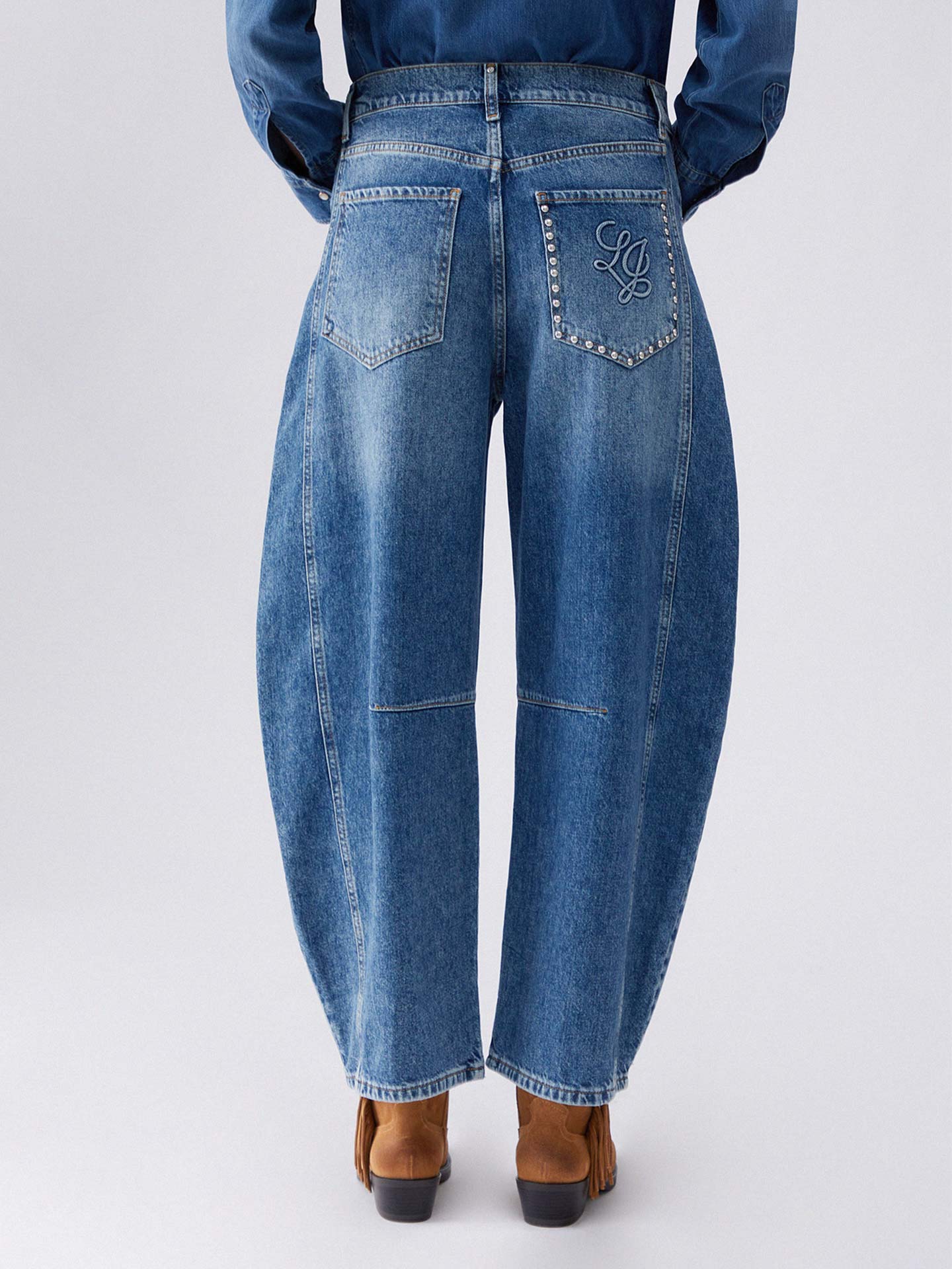 Calças de Ganga de Perna Larga